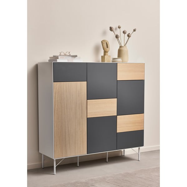 Vysoká komoda v dekore duba v antracitovo-prírodnej farbe 136x133 cm Edge by Hammel – Hammel Furniture-image-1
