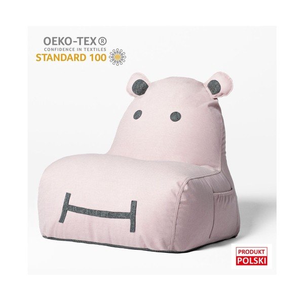 Svetloružový detský sedací vak Hippo – The Brooklyn Kids-image-2