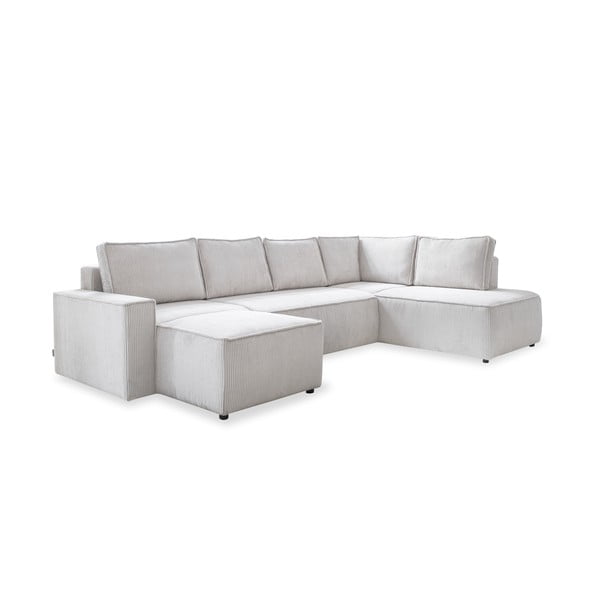 Biela menčestrová rozkladacia rohová pohovka (pravý roh/do tvaru "U") Brave Dave – Miuform