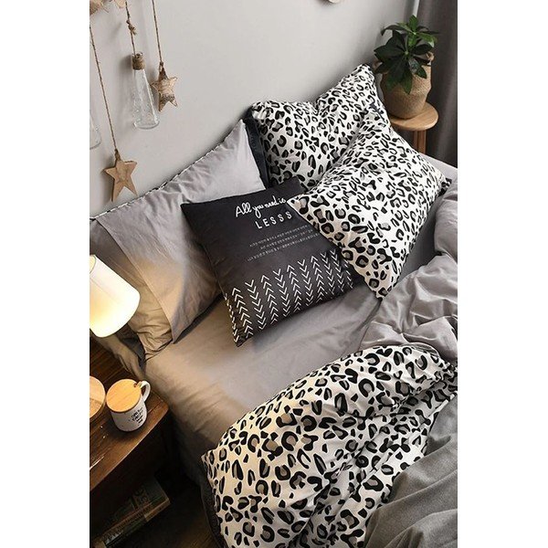 Bielo-sivé bavlnené obliečky na dvojlôžko/predĺžené s plachtou 200x220 cm – Mila Home-image-3