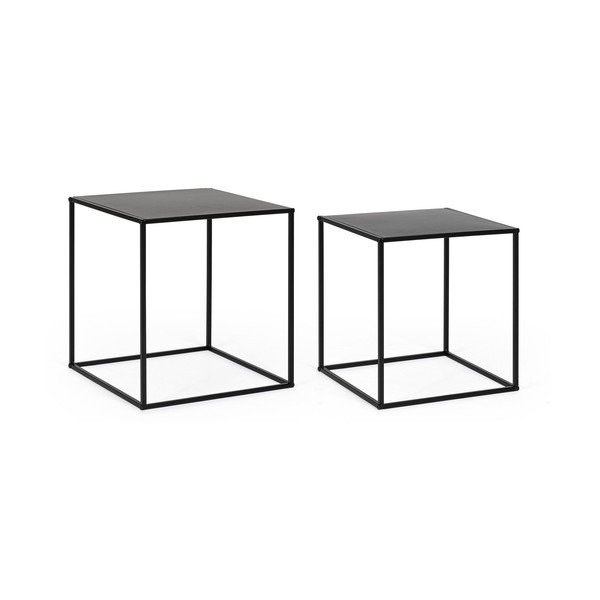 Čierne kovové konferenčné stolíky v súprave 2 ks 38x38 cm Alrik – Yes Everyday-image-3