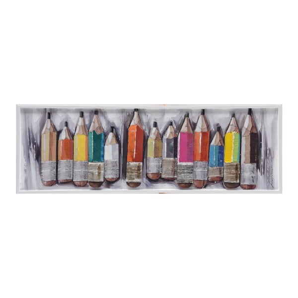 Ručne maľovaný obraz Vivorum Rainbow Pencils, 120 × 40 cm