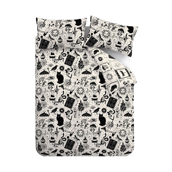 Čierne/béžové obliečky na dvojlôžko/predĺžené 230x220 cm Enchanted Witchcraft – Catherine Lansfield