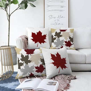 Súprava 4 žinylkových obliečok na vankúš Minimalist Cushion Covers Leaves, 55 x 55 cm
