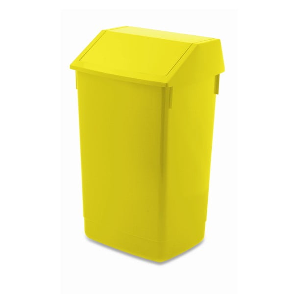 Žltý odpadkový kôš s vyklápacím vrchnákom Addis, 41 x 33,5 x 68 cm