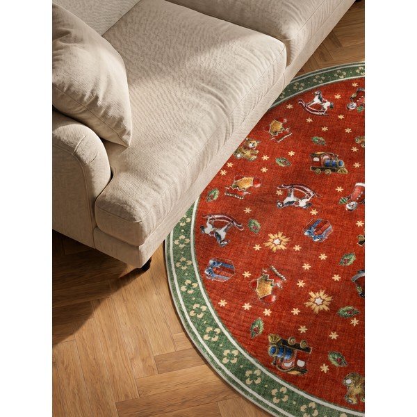 Červený/zelený okrúhly koberec s vianočným motívom ø 200 cm Toy's Delight Nostalgic Noel Red Green – Villeroy&Boch-image-3