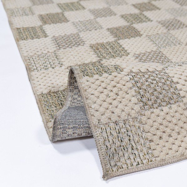 Zelený prateľný behúň s prímesou bavlny 80x230 cm Muted Checkerboard – Flair Rugs-image-4