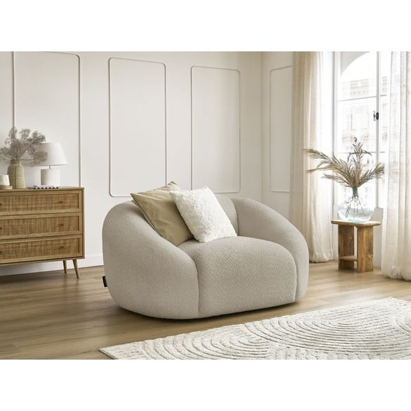 Béžové kreslo z textílie bouclé Tina – Bobochic Paris-image-1