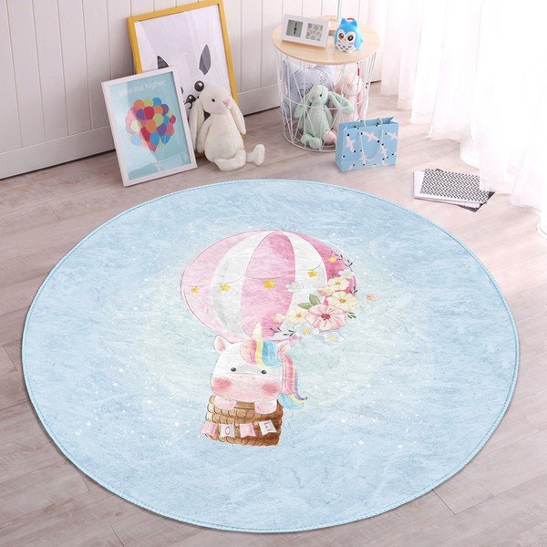 Svetlomodrý detský koberec ø 100 cm Comfort – Mila Home-image-2