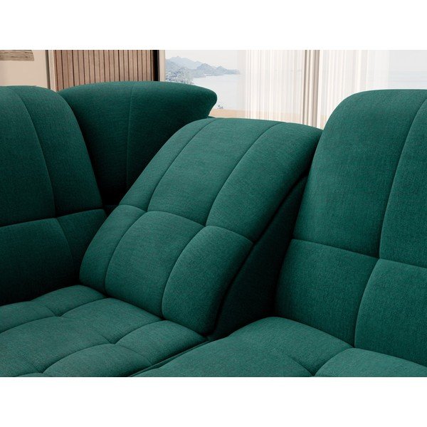 Zelená zamatová rozkladacia/s úložným priestorom rohová pohovka (ľavý roh/do L) Sado – ELTAP-image-1