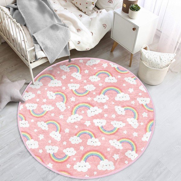 Ružový detský koberec ø 120 cm Comfort – Mila Home-image-1