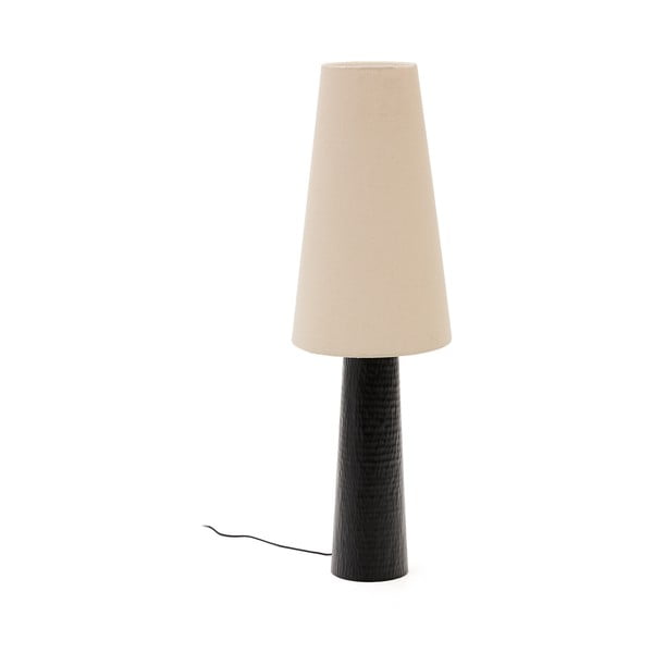Čierno-krémová stojacia lampa s textilným tienidlom (výška 129 cm) Senni – Kave Home