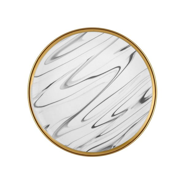 Sada 6 sivo-bielych porcelánových dezertných tanierov Mia Lucid, ⌀ 19 cm
