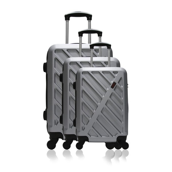 Sada 3 sivých cestovných kufrov na kolieskach Hero Roma