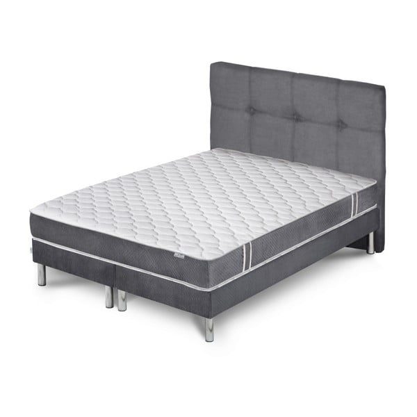 Sivá posteľ s matracom a 2 boxspringmi Stella Cadente Maison Syrius Saches, 180 × 200 cm