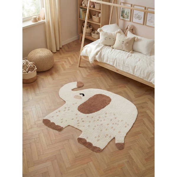 Hnedý/krémovobiely prateľný/ručne tkaný bavlnený detský koberec 95x120 cm Snuggle Emmi – Hanse Home-image-1