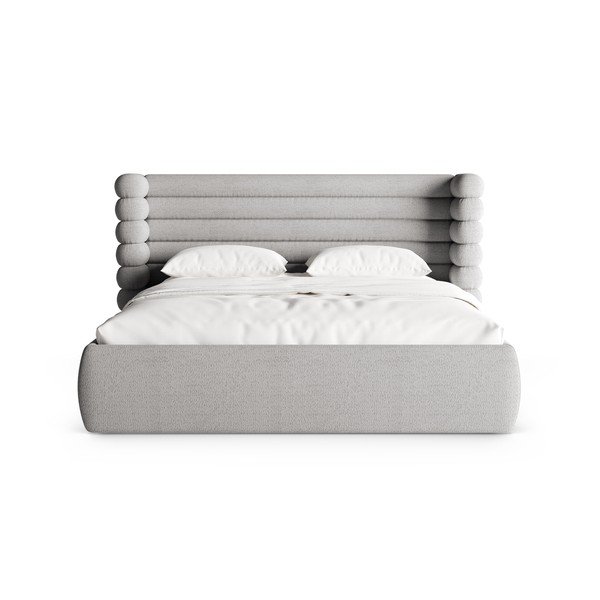 Sivá čalúnená dvojlôžková posteľ s úložným priestorom s roštom 200x200 cm Mount – Micadoni -image-4