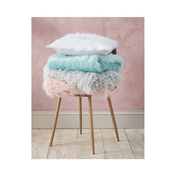 Biela obliečka na vankúš z umelej kožušiny Catherine Lansfield Metallic Fur, 45 × 45 cm-image-3