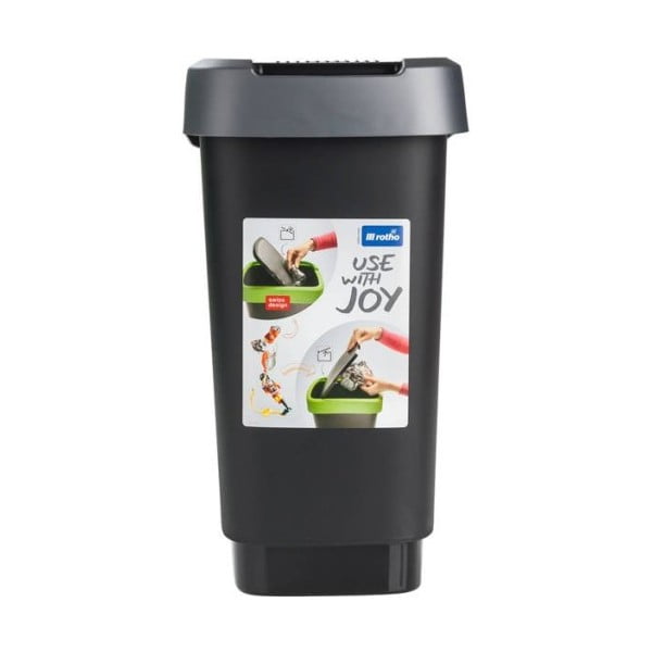 Odpadkový kôš z recyklovaného plastu v strieborno-čiernej farbe 10 l Twist - Rotho-image-2