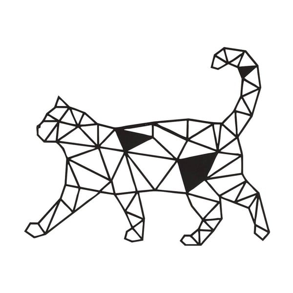 Čierna nástenná kovová dekorácia Wall Decor Cat