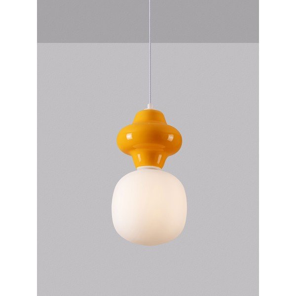 Biele/oranžové keramické závesné svietidlo so skleneným tienidlom ø 18 cm Clio – Nova Luce-image-2