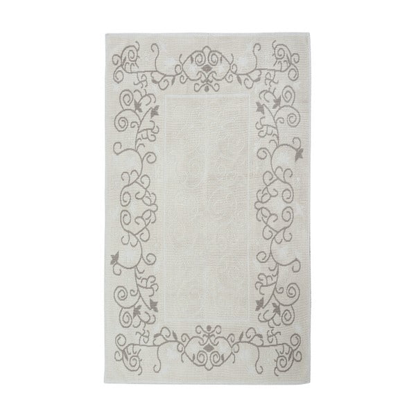 Krémový bavlnený koberec Floorist Floral, 80 × 300 cm