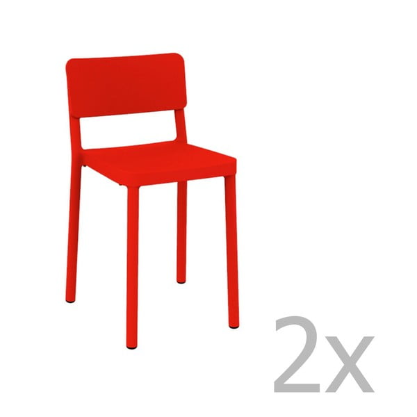 Sada 2 červených barových stoličiek vhodných do exteriéru Resol Lisboa, výška 72,9 cm