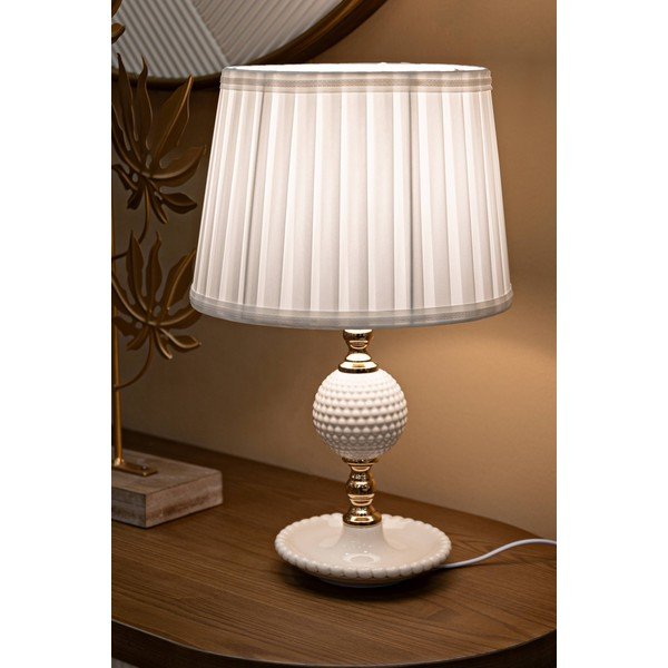 Biela stolová lampa s textilným tienidlom (výška 40 cm) Napoli – Mauro Ferretti-image-1