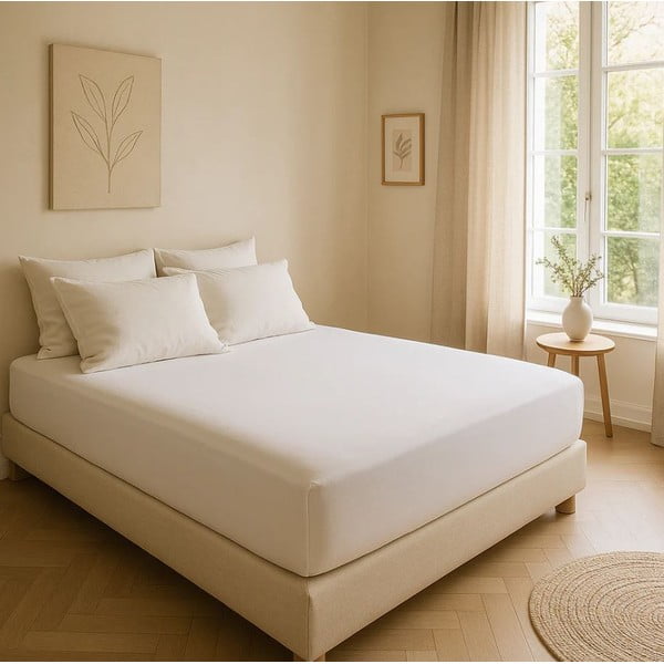 Biela napínacia plachta z bavlny Renforcé 200x140 cm Ranforce – Mila Home Luxury-image-4