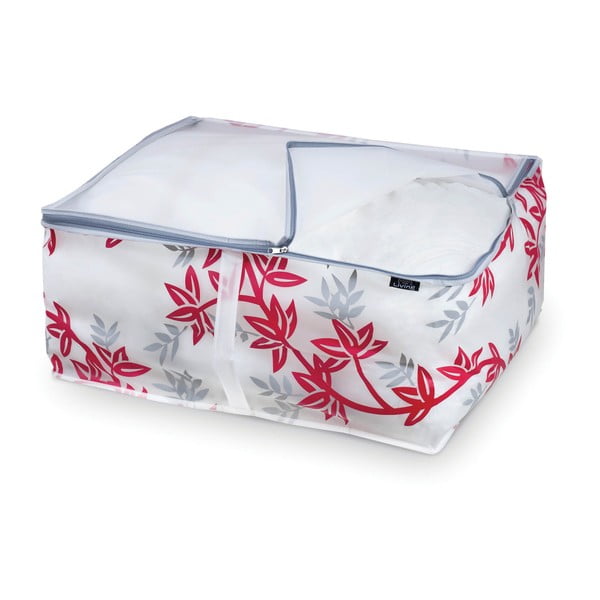 Červeno-biely úložný box na paplóny Domopak Living, dĺžka 55 cm