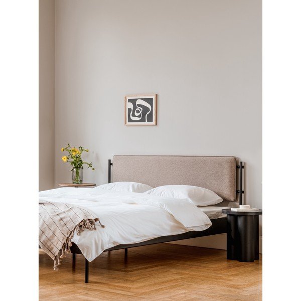 Čierna oceľová čalúnená dvojlôžková posteľ s roštom 180x200 cm Eton Basic – noo.ma-image-2