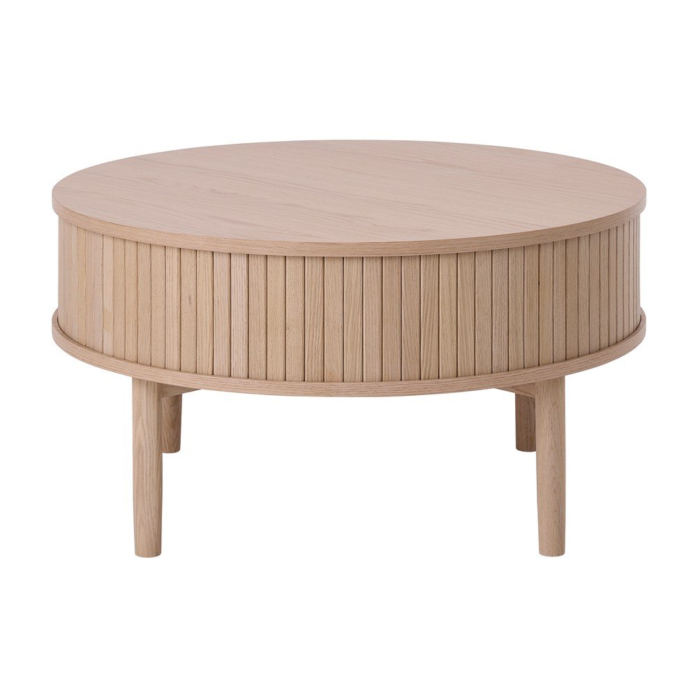 E-shop Okrúhly konferenčný stolík v dekore duba v svetlo prírodnej farbe ø 85 cm Meta – Unique Furniture