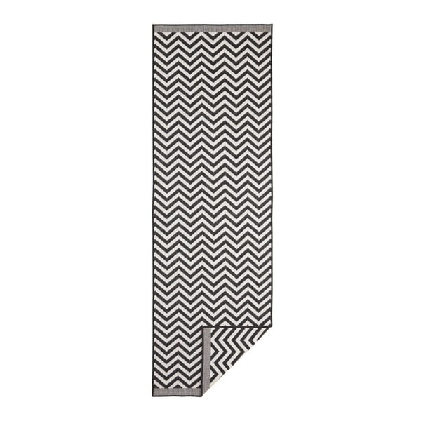 Čierno-krémový obojstranný vysokoodolný koberec Bougari Twin Supreme Mismo, 80 × 150 cm