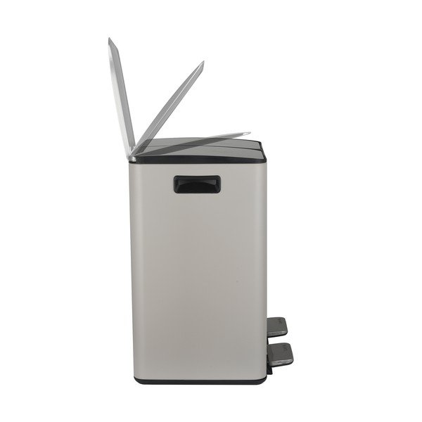 Taupe oceľový odpadkový kôš 2x20 l na triedený odpad/nášľapný Aliya – Spirella-image-4