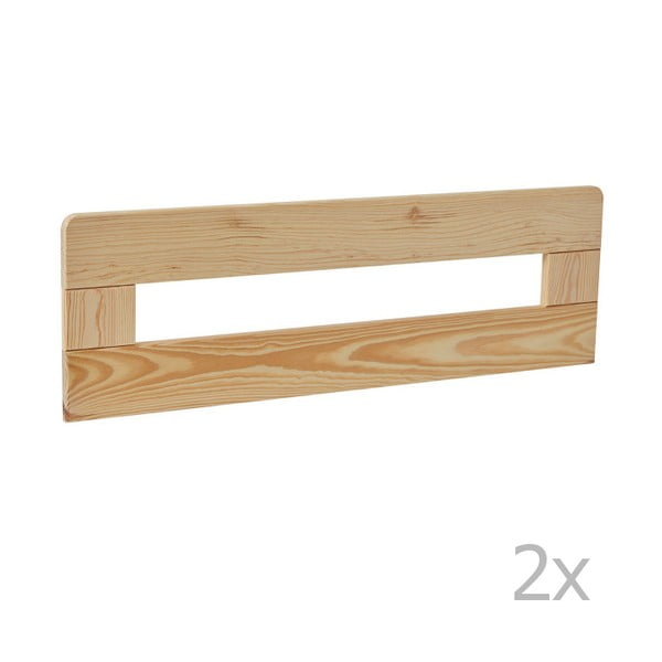 Sada 2 hnedých drevených zábran k detskej postieľke Pinio Simple, 160 × 70 cm