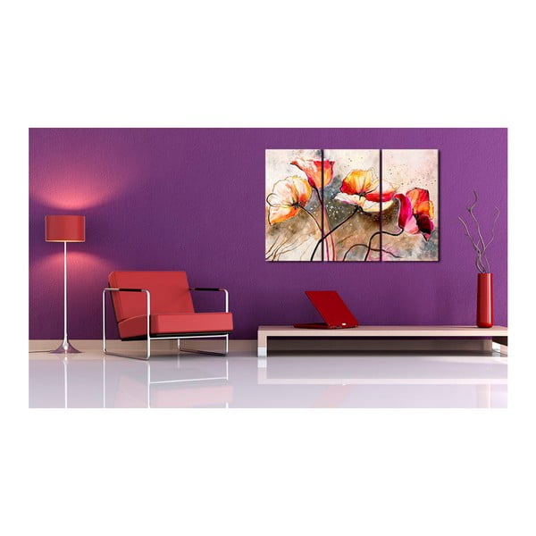 Ručne maľovaný obraz na plátne Bimago Poppies Lashed by the Wind, 120 x 80 cm