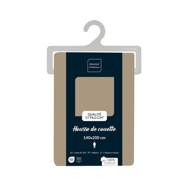 Svetlohnedé bavlnené obliečky na jednolôžko 140x200 cm Lina – douceur d'intérieur-image-2