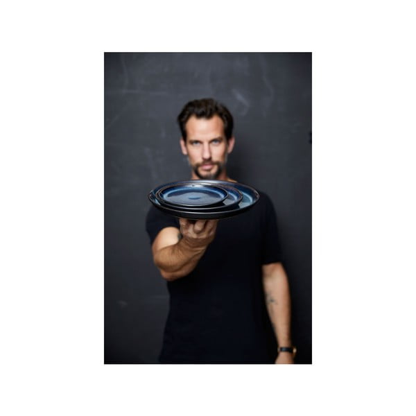 Čierny/modrý dezertný kameninový tanier ø 17 cm Gastro Dark Blue/Black – Bitz-image-4