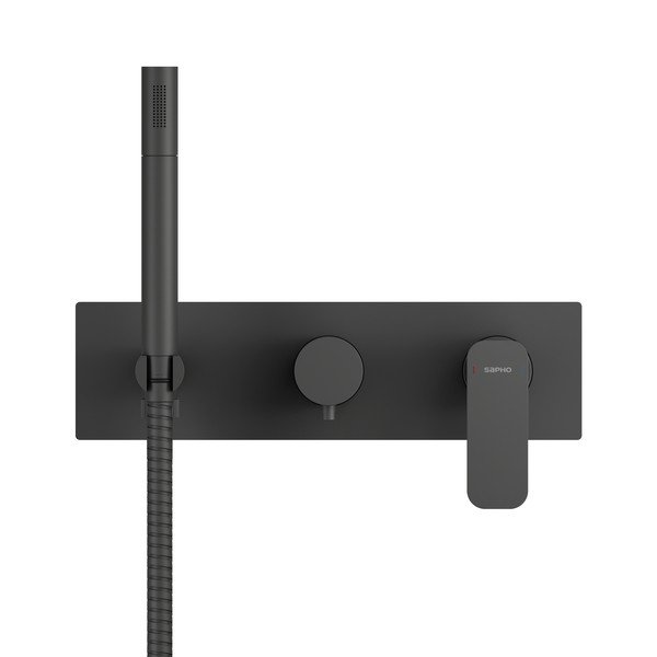 Matne čierna podomietková sprchová batéria (3 výstupy) Spy – Sapho-image-1