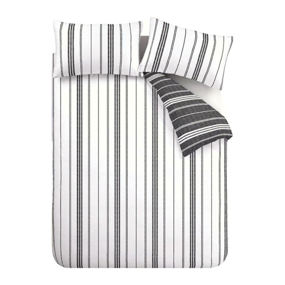 Čierno-biele 3-dielne obliečky na dvojlôžko 200x200 cm Harbour Stripe – Catherine Lansfield