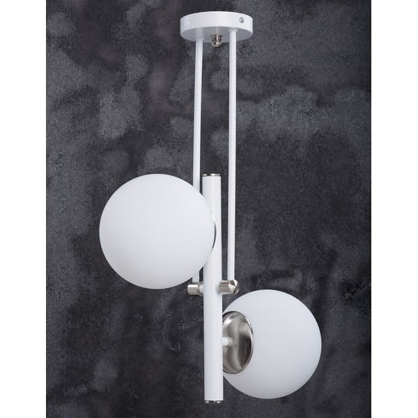 Biele/v striebornej farbe závesné svietidlo so skleneným tienidlom ø 15 cm Libra – Squid Lighting-image-3