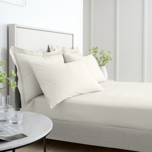 Krémovobiela napínacia plachta z bavlneného perkálu 90x190 cm Cotton Percale – Bianca-image-2