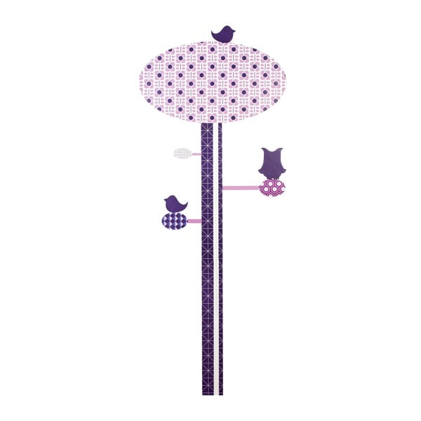 Nástenné detské fialové meradlo výšky Sebra Lilac Tree, až do výšky 130 cm