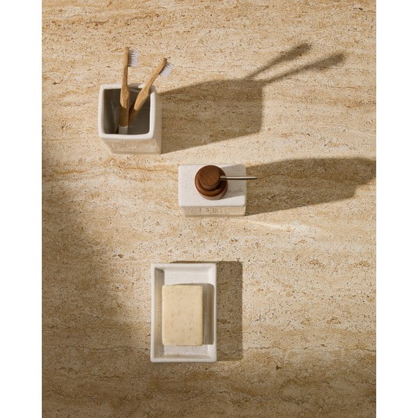 Krémová keramická nádobka na mydlo Careli – Kave Home-image-2