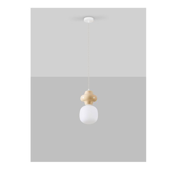 Biele/krémovobiele keramické závesné svietidlo so skleneným tienidlom ø 18 cm Clio – Nova Luce-image-3