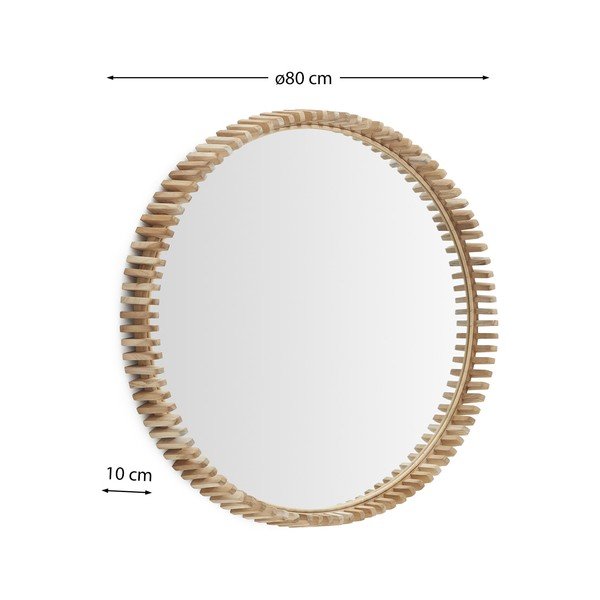 Nástenné zrkadlo s dreveným rámom ø 80 cm Polke – Kave Home-image-4