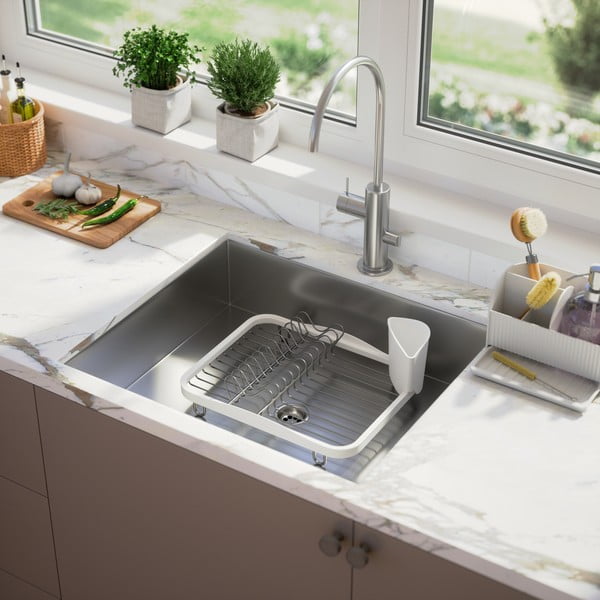 Biely oceľový odkvapkávač 36x28 cm Sinkin – Umbra-image-1