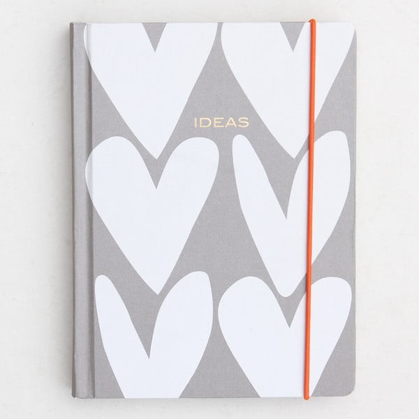 Sivo-biely zápisník Caroline Gardner Hearts Notebook Organiser