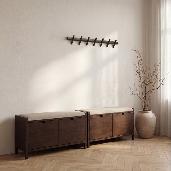 Skrinka na topánky z dubového dreva s lavicou v tmavo prírodnej farbe 80x47x41 cm Hillmond – Rowico-image-3