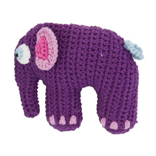 Pletená fialová detská hračka Sebra Crochet Elephant